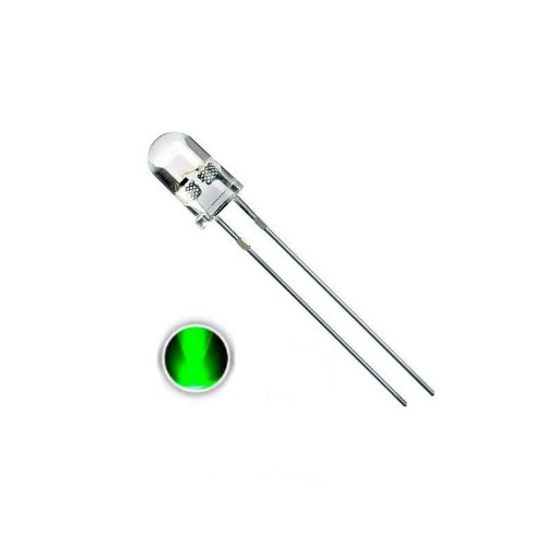 Светодиод 3 мм зеленый прозрачный