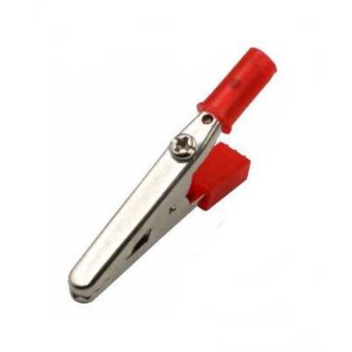 Зажим "Крокодил" с изолятором красный, 10А, 51мм