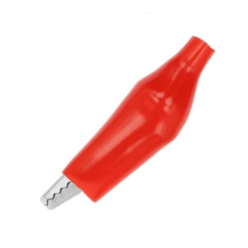 Зажим "Крокодил" с изолятором красный, 3А, 26.5мм
