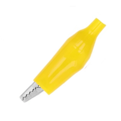Зажим "Крокодил" с изолятором желтый, 3А, 26.5мм