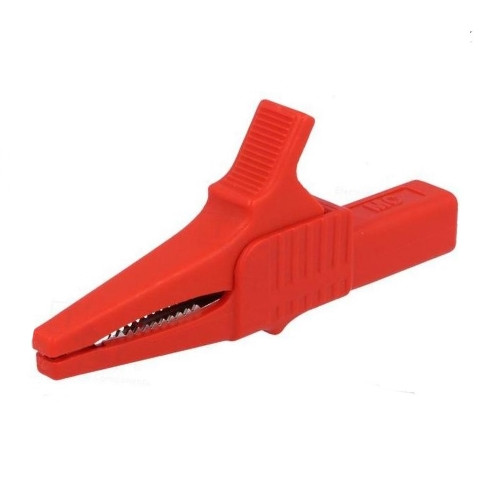 Зажим "Крокодил" с изолятором красный, 32А, 83мм