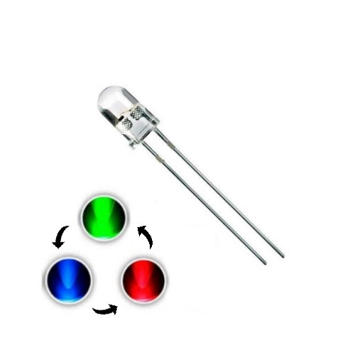 Светодиод RGB быстро мигающий 3 мм прозрачный